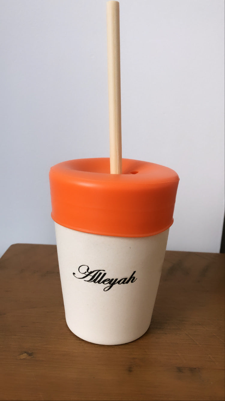 Personalised Straw Cup Orange | Babba box.