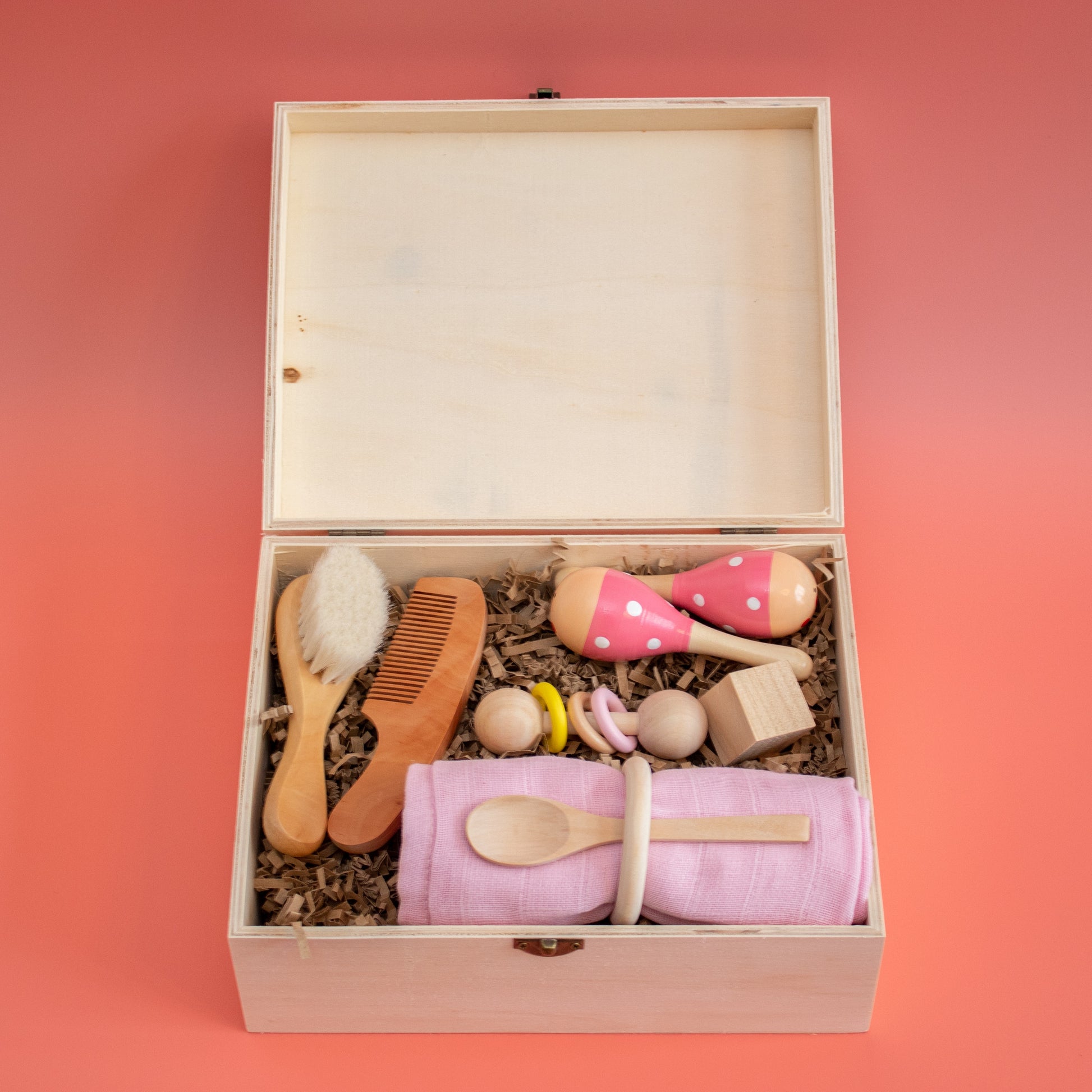 Prince and Princess 2 Personalised Wooden Keepsake Memory Box Pink or Blue with Cube By Babba Box | Babba box.