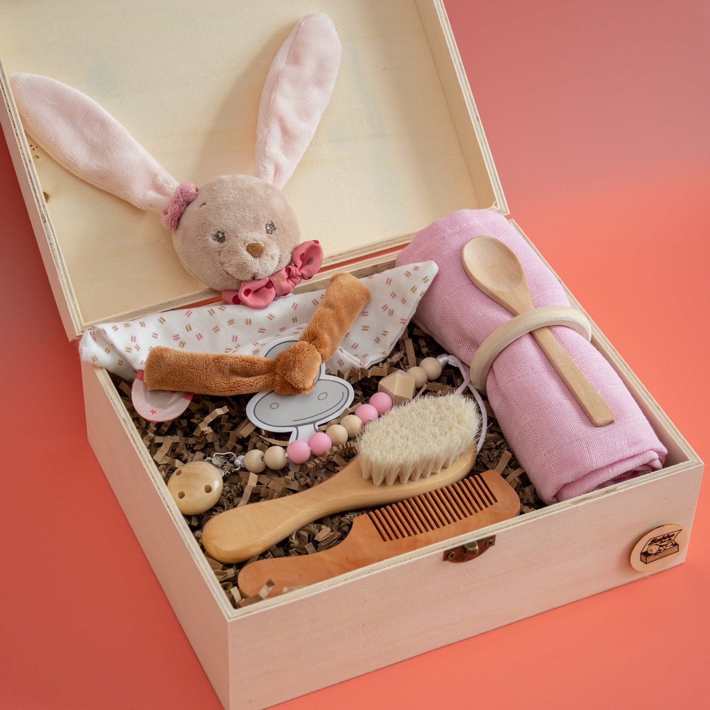 Prince and Princess 5 Personalised Wooden Keepsake Memory Box Pink or Blue With Hair brush and Comb - By Babba Box | Babba box.