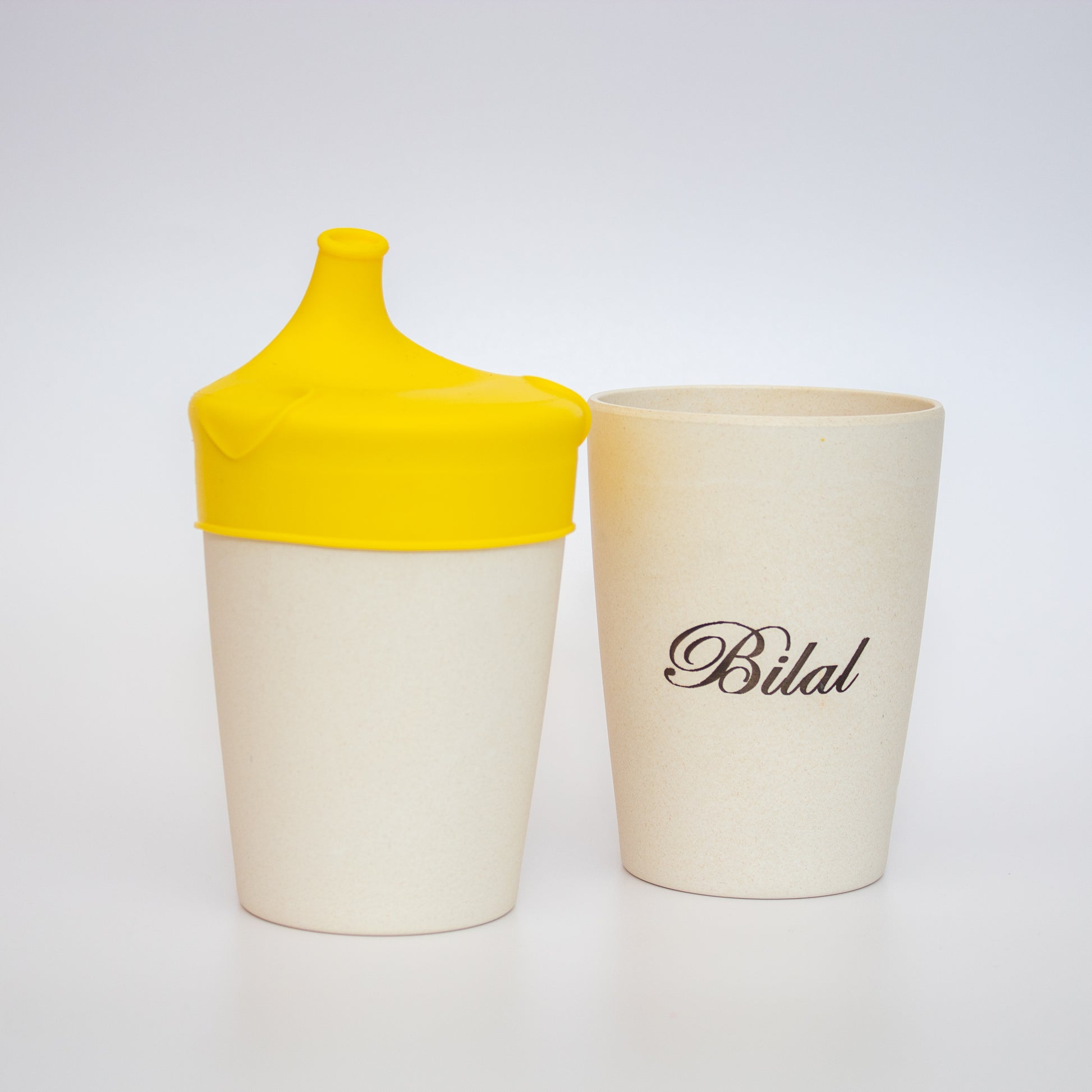 Personalised Bamboo Toddler Sippy Cup Yellow | Babba box.