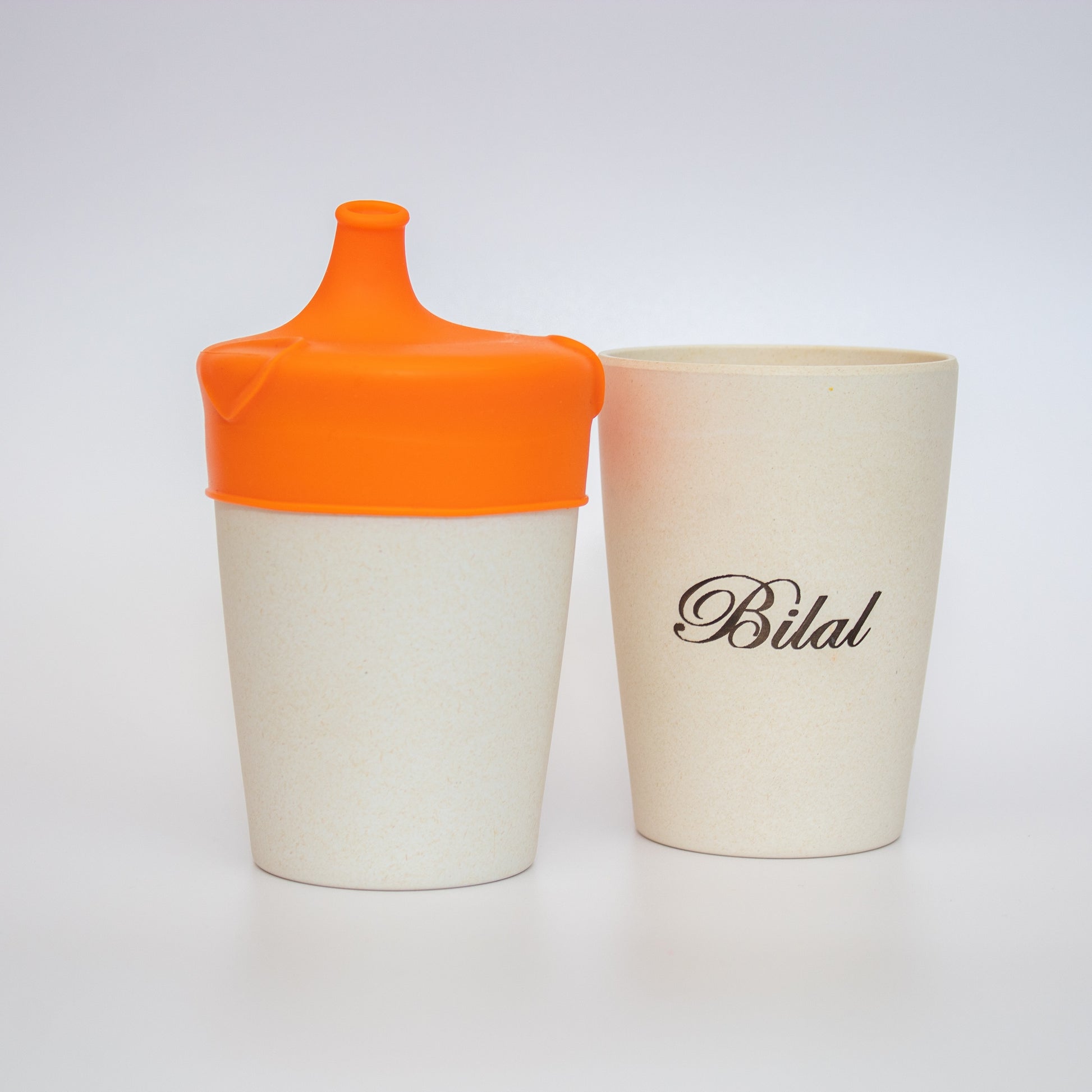 Personalised Bamboo Toddler Sippy Cup Orange | Babba box.