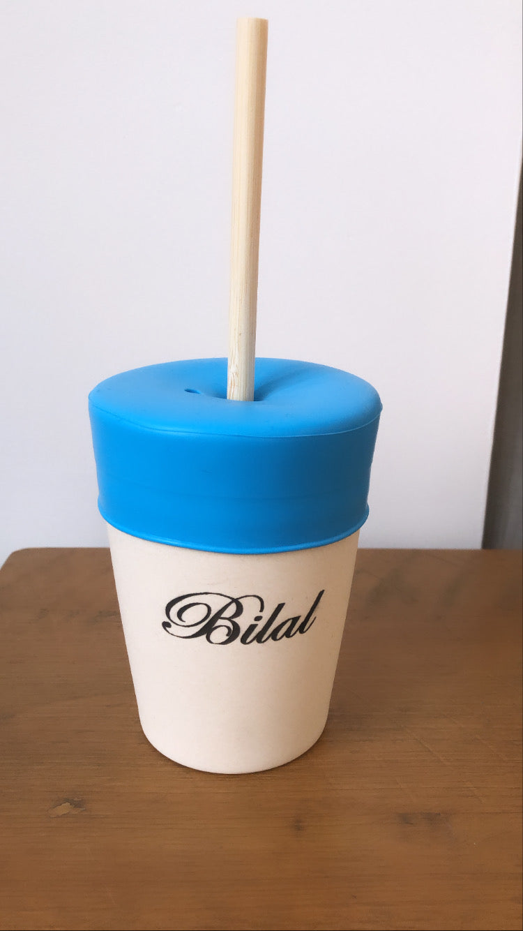 Personalised Straw Cup Blue | Babba box.