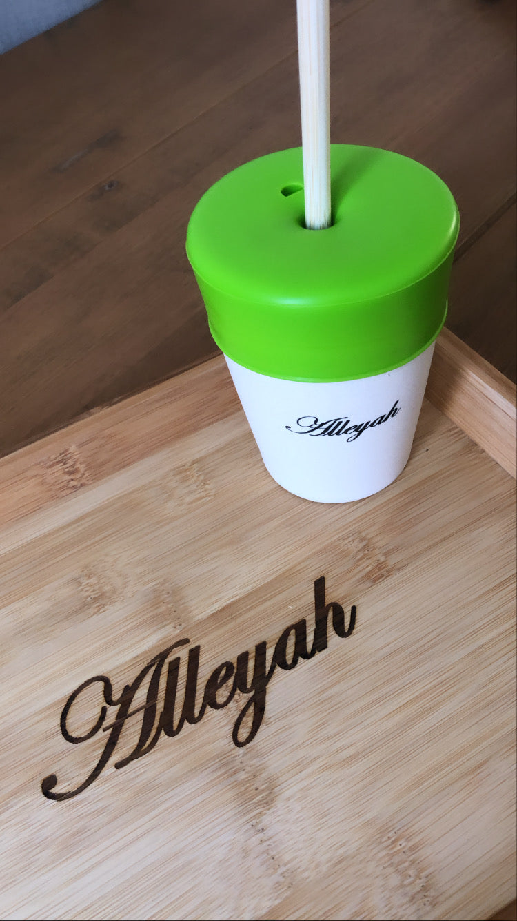 Personalised Straw Cup Green | Babba box.