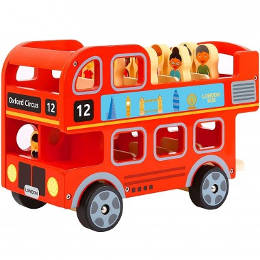 Personalised Wooden Red London Bus