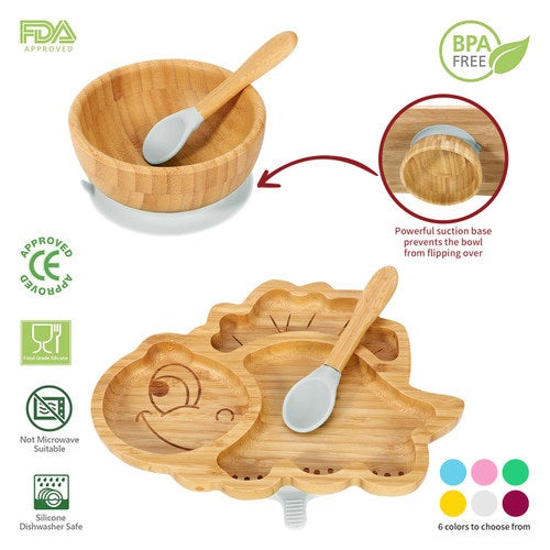 Personalised Bamboo Dinosaur Plate, Bowl & Spoon - Babba box