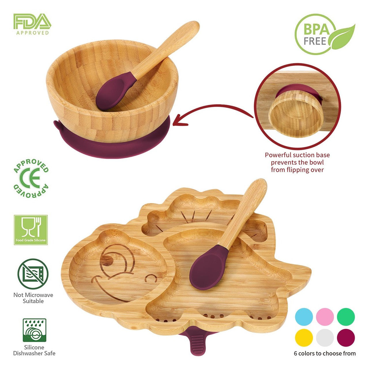 Personalised Bamboo Dinosaur Plate, Bowl & Spoon - Babba box