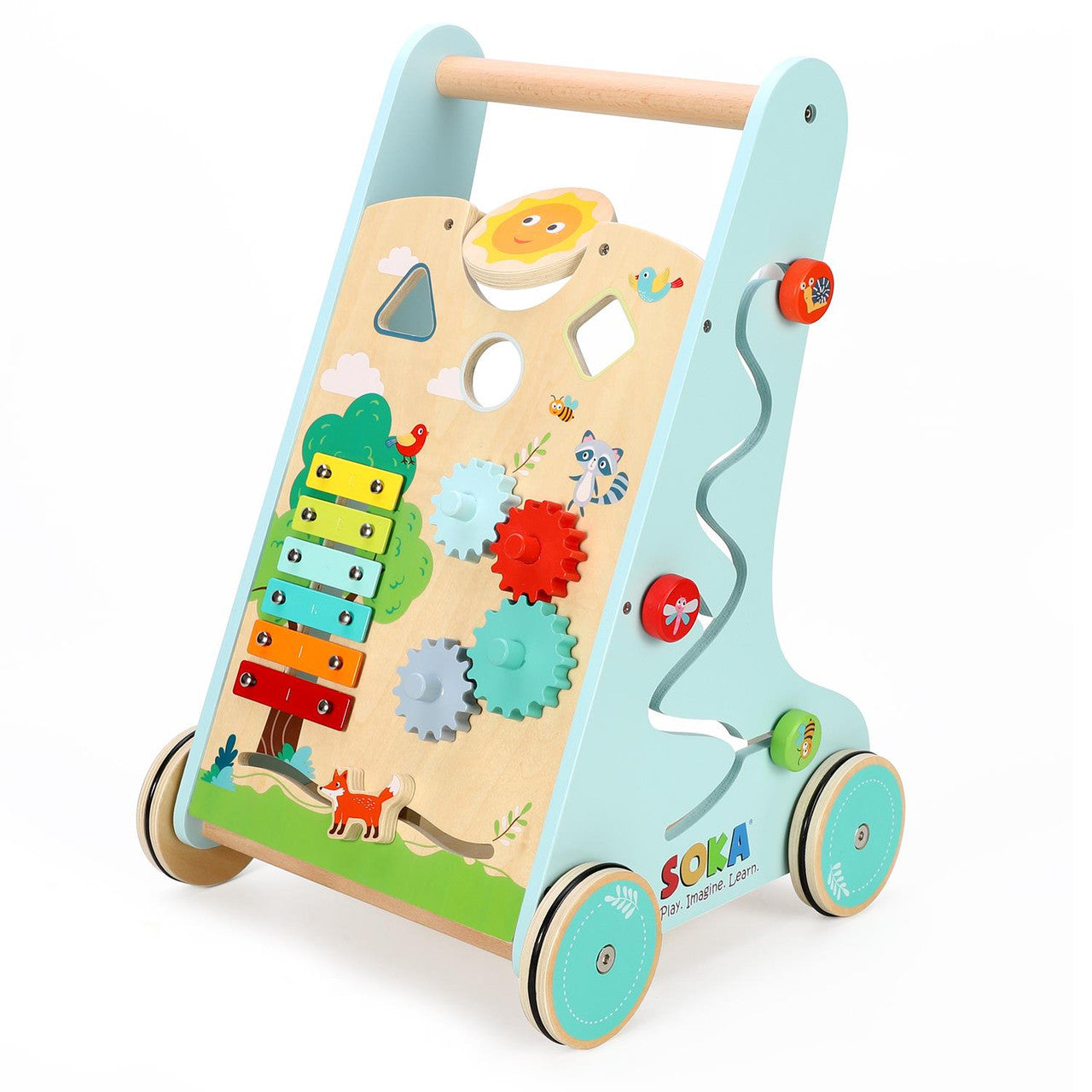 Personalised Wooden Wood Children Kids Toddler Forest Activity Walker Toy - Babba box