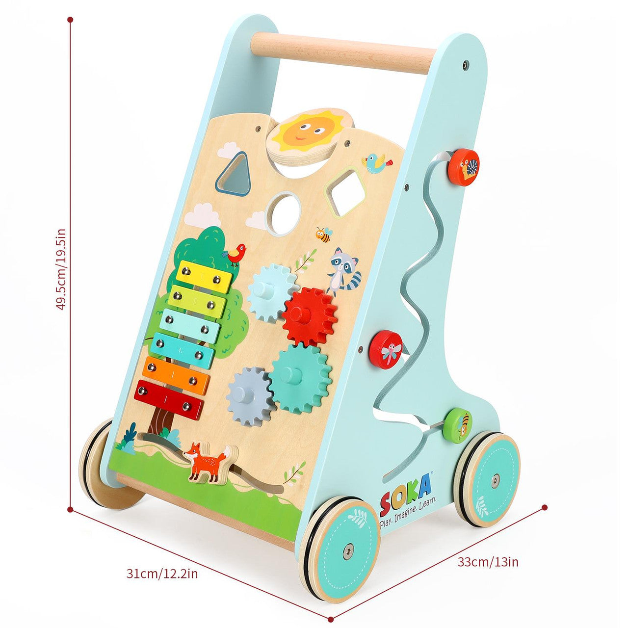 Personalised Wooden Wood Children Kids Toddler Forest Activity Walker Toy - Babba box