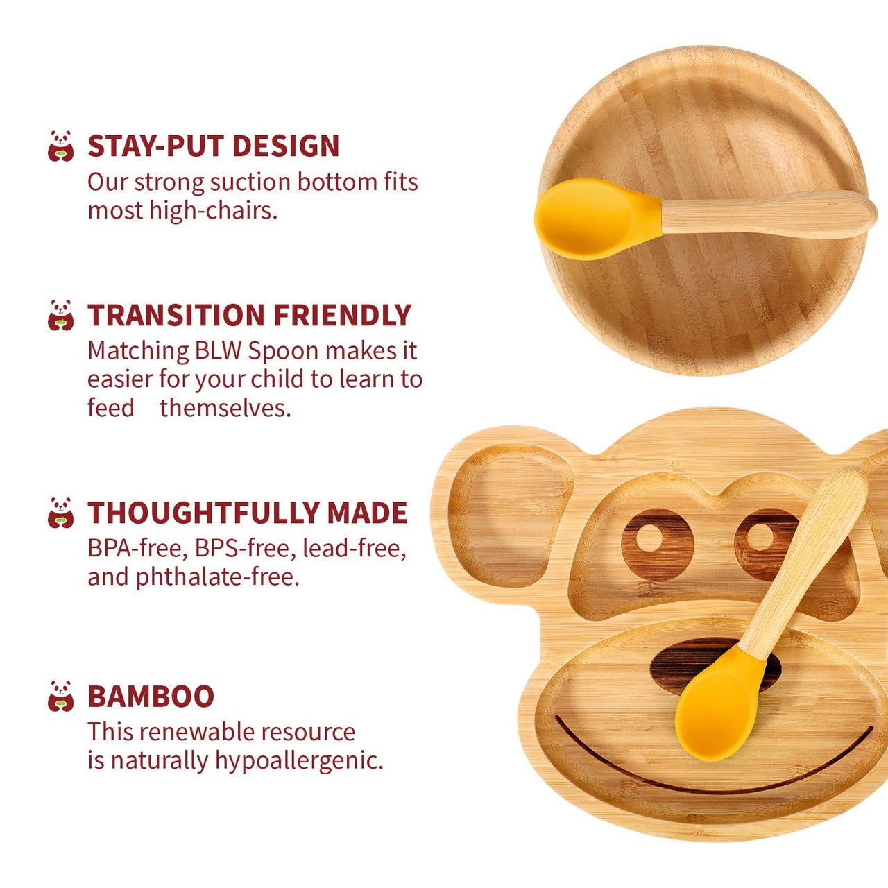 Personalised Bamboo Monkey Plate, Bowl & Spoon set - Babba box