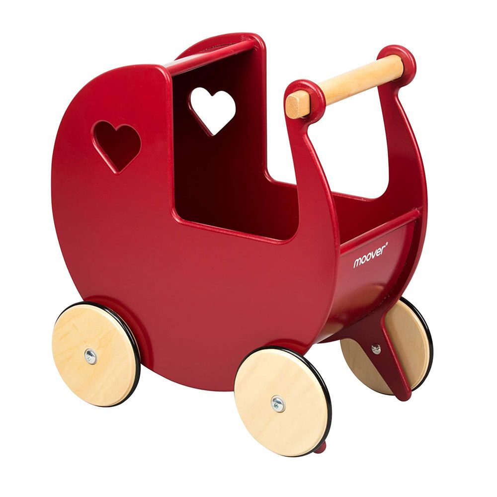 Personalised Wooden Moover Pram- Red | Babba box.
