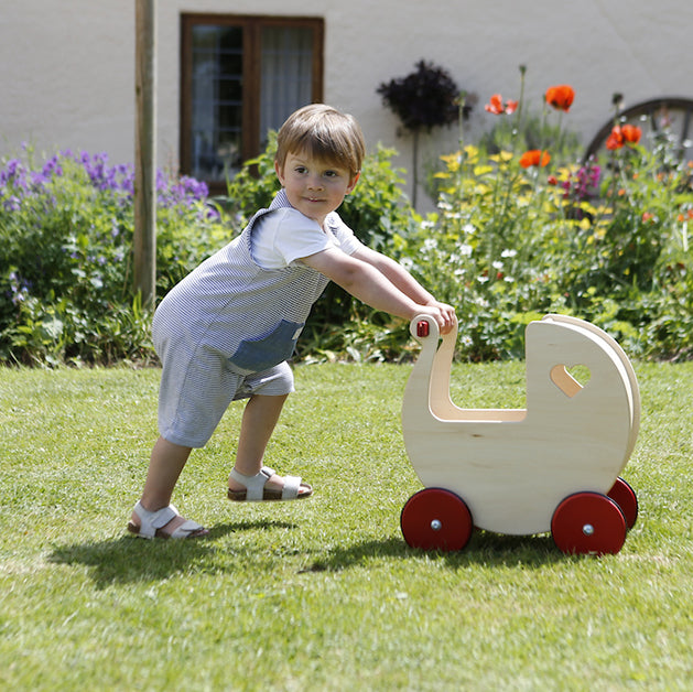 Moover Wooden Pram -Natural Personalised by Babbabox co | Babba box.