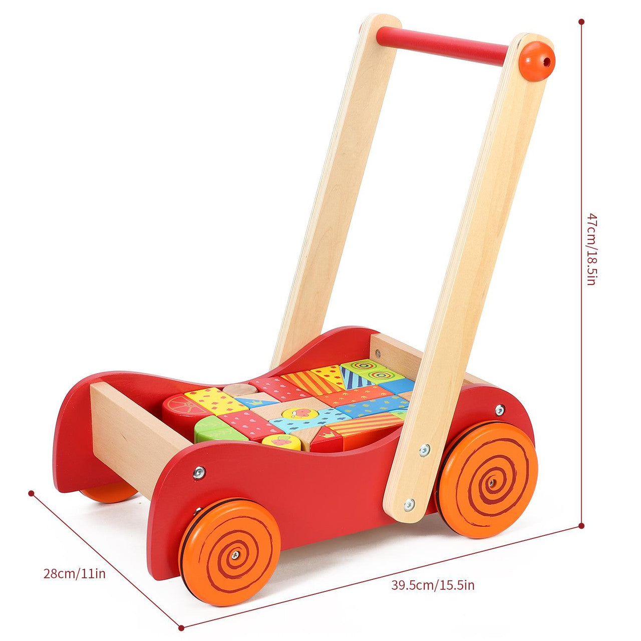 Personalised Wooden Baby Walkie Walkie Walker With Wooden Building Blocks For Toddlers - Babba box